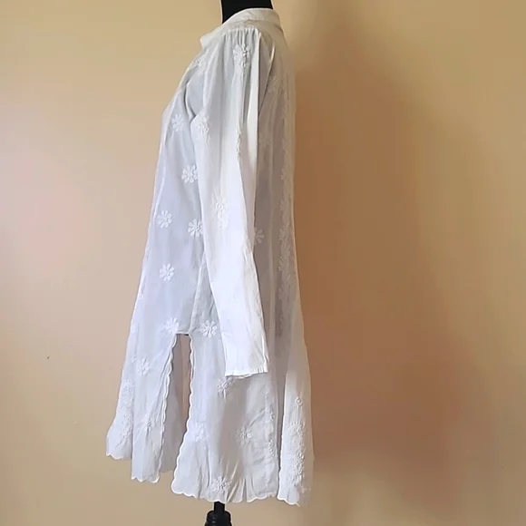 Soft surroundings dresses tunic white embroidered size L - Picture 6 of 10